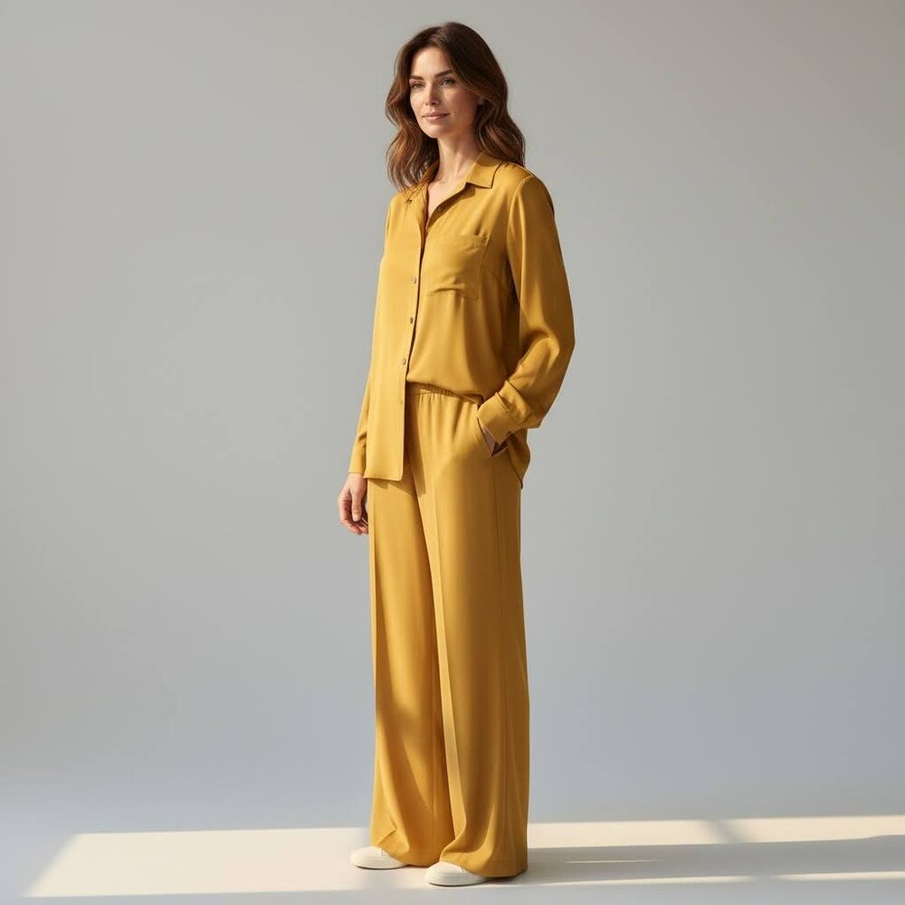 K.C. STUDIO Women’s NWT 2 Piece Antique Gold Top/Jacket and  Pants 14P Versatile